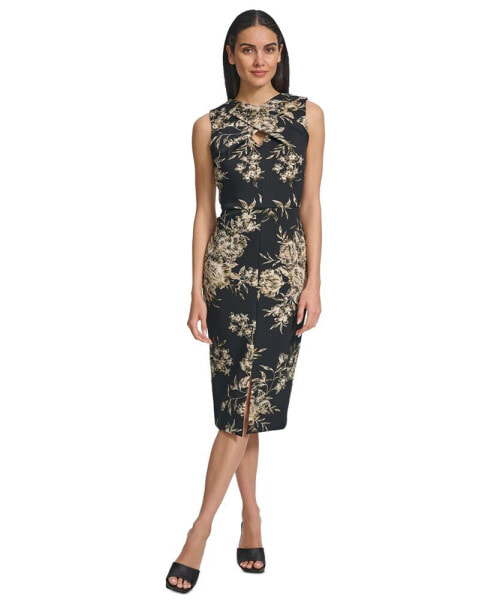 Women's Floral Front-Slit Midi Dress