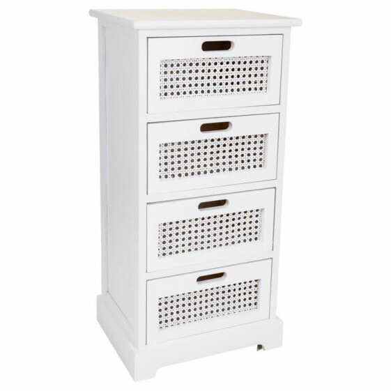 Chest of drawers Alexandra House Living White Cane Paolownia wood MDF Wood 29 x 75 x 35 cm