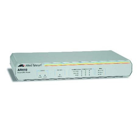 Allied Telesis AT-AR410 Modular Branch Office Router - IEEE 802.1D,IEEE 802.1Q,IEEE 802.1v,IEEE 802.2,IEEE 802.3ac,IEEE 802.3ad,IEEE 802.3u,IEEE 802.3x - 100 Mbit/s - OSPF - SNMP / SNMPv2c / SNMPv3 - DHCP - IP - IPX/SPX - Appletalk - IPX/SPX Spoofing - PPPoE - STP - RST