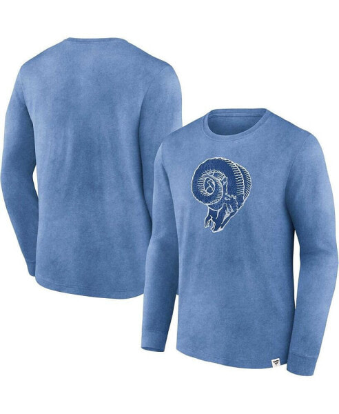 Men's Heather Royal Distressed Los Angeles Rams Washed Primary Long Sleeve T-shirt