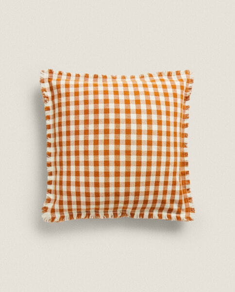 Gingham check cushion cover