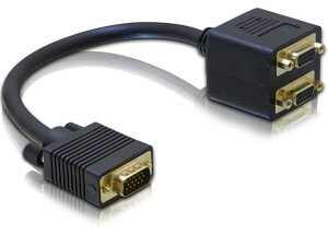 Delock Adapter VGA male to 2x VGA female, 0.2 m, VGA (D-Sub), 2 x VGA (D-Sub), Male, Female