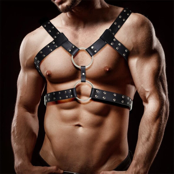 Кожаный комплект для укрепления груди INTOYOU BDSM LINE Aurum Male Bondage Нarnessed Vegan Leather