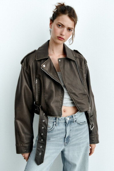Куртка из экокожи ZARA - Модель Faux leather jacket
