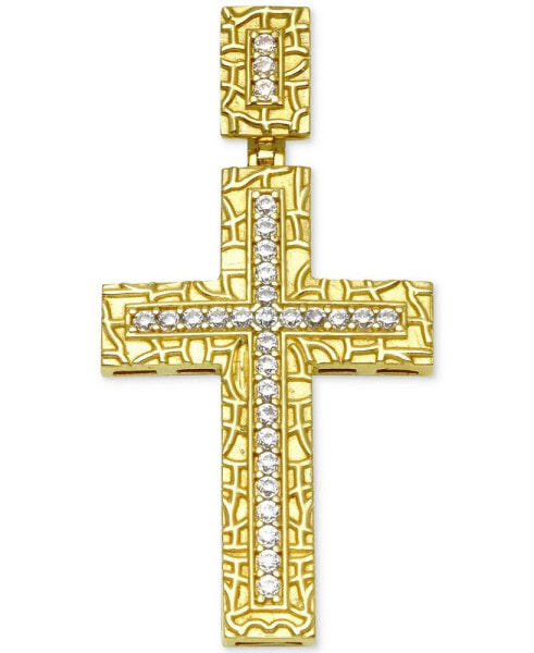 Men's Diamond Textured Cross Pendant (1/4 ct. t.w.) in 10k gold