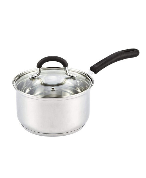 Saucepan Sauce Pot with Lid 3 Quart Stainless Steel, Stay Cool Handle, silver