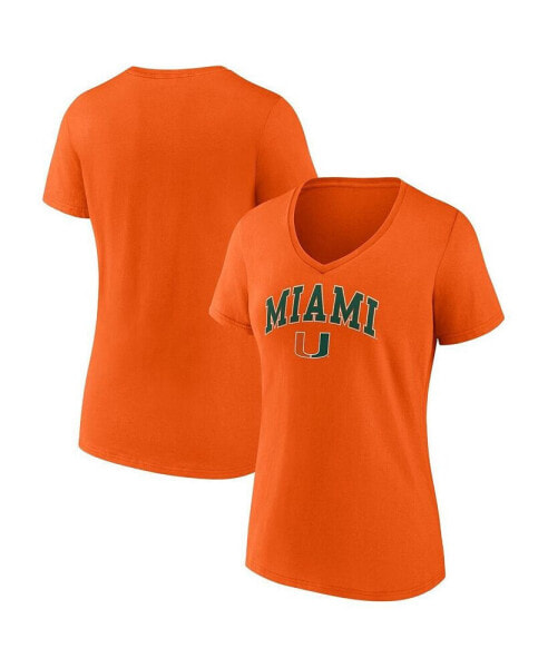 Women's Orange Miami Hurricanes Evergreen Campus V-Neck T-shirt