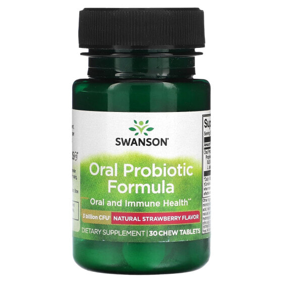 Витамины для пищеварительной системы Swanson Oral Probiotic Formula - Натуральная Земляника, 3 млрд КОЕ, 30 жевательных таблеток