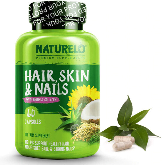 Naturelo Hair, Skin & Nails with Biotin & Collagen Комплекс с коллагеном биотином для волос, кожи и  ногтей  60 капсул