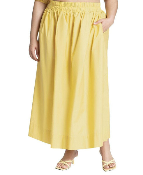 Plus Size Poplin Maxi Skirt With Side Slits