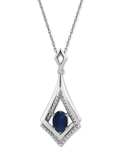 Blue Sapphire (1 ct. t.w.) & Diamond Accent 18" Pendant Necklace in Sterling Silver (Also in Emerald & Ruby)