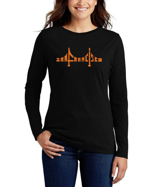 Women's San Francisco Bridge Word Art Long Sleeve T-shirt