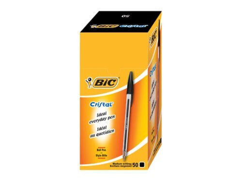 BIC Cristal Ballpoint Pen 1.0mm Tip 0.32mm Line Black Pack 50