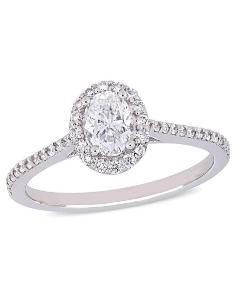 Oval Certified Diamond (3/4 ct. t.w.) Halo Engagement Ring in 14k White Gold