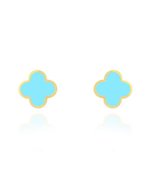 Large Turquoise Clover Stud Earrings
