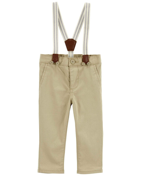 Baby Twill Suspender Pants 12M