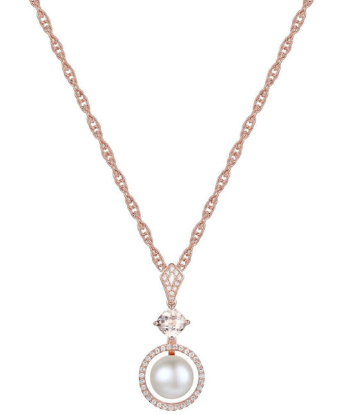 Macy's cultured Freshwater Pearl (8mm), Morganite (1/2 ct. t.w.) & Diamond (1/5 ct. t.w.) in 10k Rose Gold