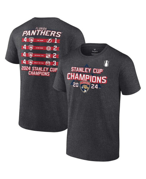 Men's Heather Charcoal Florida Panthers 2024 Stanley Cup Champions Schedule T-Shirt