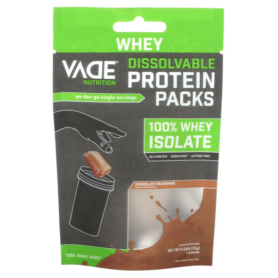 Сывороточный протеин Vade Nutrition Растворимые пакеты протеина, 100% изолят сывороточного протеина, шоколадный молочный коктейль, 25 г