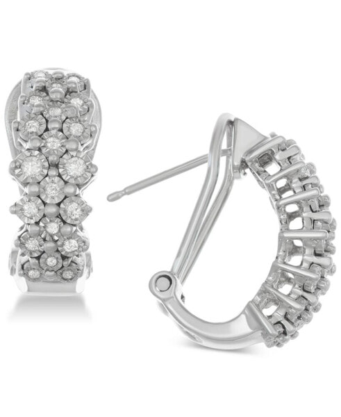 Diamond Cluster Hoop Earrings (1/2 ct. t.w.) in Sterling Silver