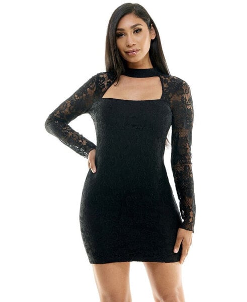 Women's Long Sleeve Lace Mini Dress