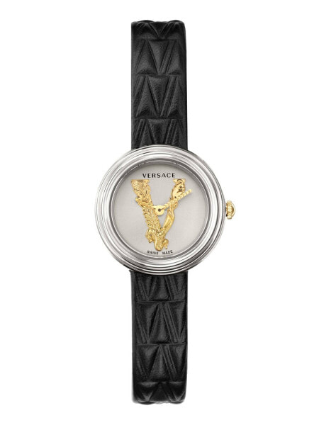 Versace Damen Armbanduhr V-Virtus 28 mm Virtus auf dem Zifferblatt Armband Leder VET300421