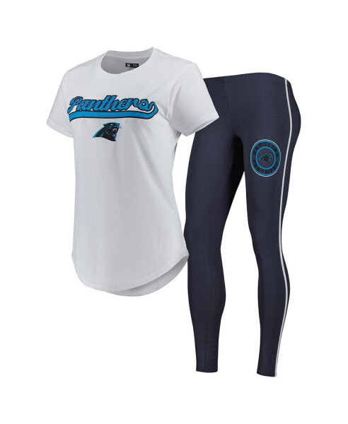 Women's White, Charcoal Carolina Panthers Sonata T-shirt and Leggings Sleep Set