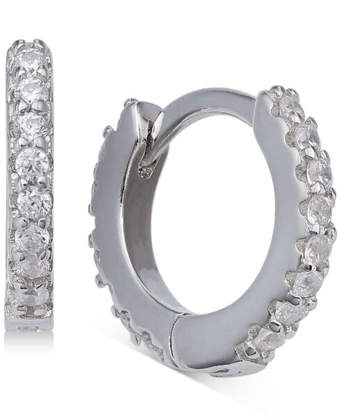 Extra-Small Cubic Zirconia Huggie Hoop Earrings in Sterling Silver, 0.4", Created for Macy's