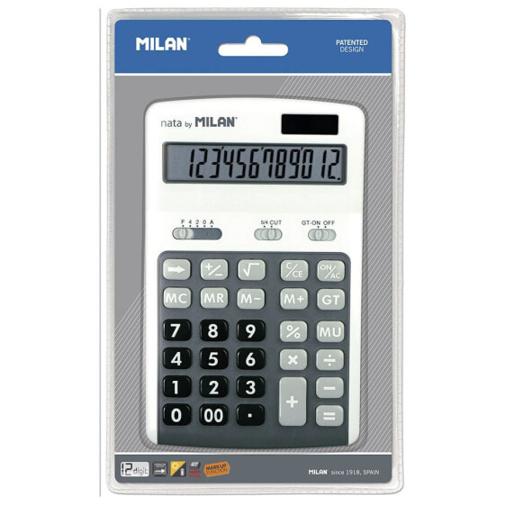 MILAN Blister Pack Grey 12 Digit Calculator