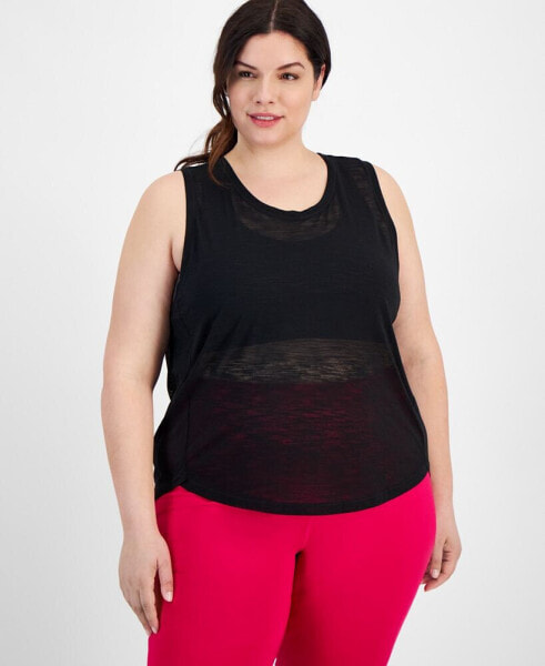 Plus Size Breezy Burnout Tank Top, Created for Macy's