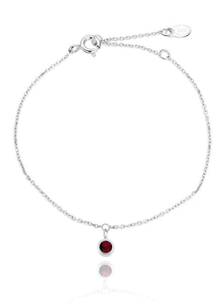 Minimalist silver bracelet with garnet GRAAGB3/20