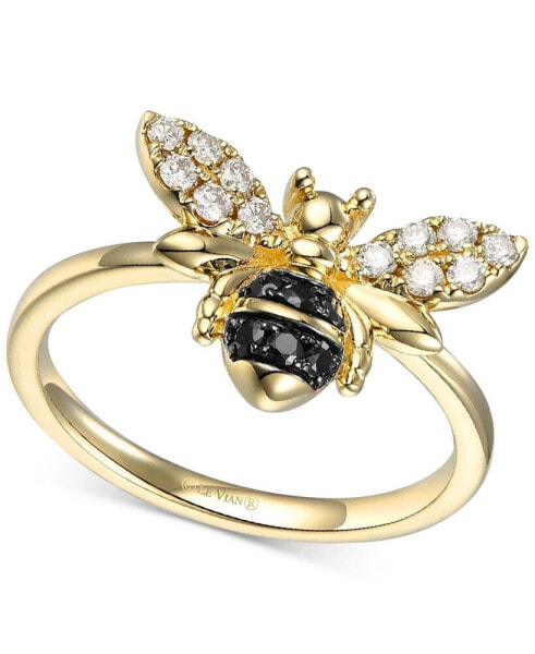 Nude Diamond (1/5 ct. t.w.) & Blackberry Diamond (1/10 ct. t.w.) Bee Ring in 14k Gold