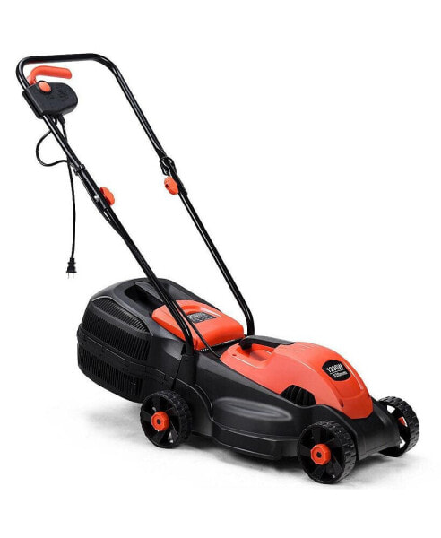 12 Amp 14-Inch Electric Push Lawn Corded Mower With Grass Bag