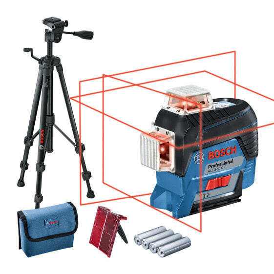 Bosch Linienlaser GLL 3-80 C + Alkaline Akku-Adapter + BT 150 in Schutztasche