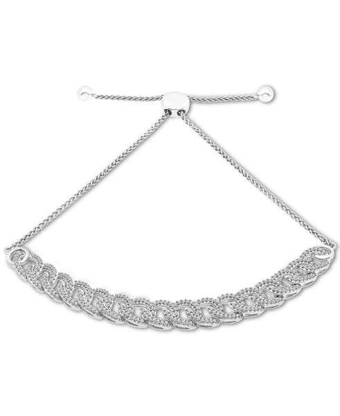 Diamond Large Link Bolo Bracelet (1/2 ct. t.w.) in Sterling Silver or 14k Gold-Plated Sterling Silver, Created for Macy's