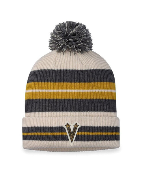 Men's Vegas Golden Knights Charcoal, Cream 2024 NHL Winter Classic Cuffed Knit Hat with Pom