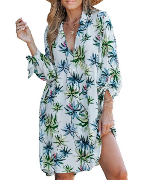 Women's V-Neck Button Front Cover-Up Dress