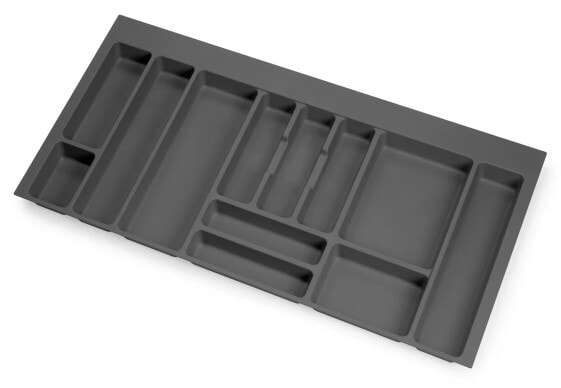 Коробка для столовых приборов emuca Optima Besteckkasten Besteckeinsatz для Vertex/Concept, глубина 500 мм, толщина плиты 16 мм, модуль 1.000 мм, пластик, антрацитово-серый, для хранения продуктов.
