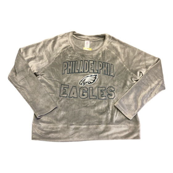 NFL Team Apparel Ladies Soft Long Sleeve Crewneck Logo Sweater (Grey Eagles, M)