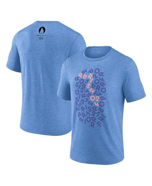 Men's Blue Paris 2024 Summer Olympics Scrambled Typo T-Shirt