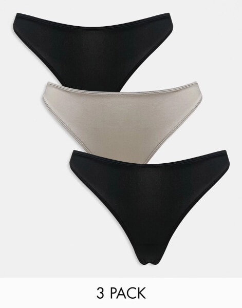 Weekday Soul thong 3-pack in black and grey