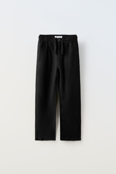 Straight-leg linen trousers