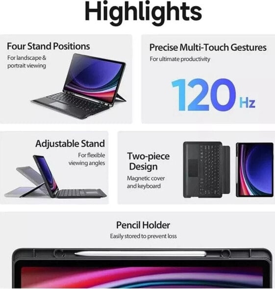 Etui na tablet Dux Ducis Etui Dux Ducis DK składane z klawiaturą bezprzewodową do Samsung Galaxy Tab S9 Plus czarne