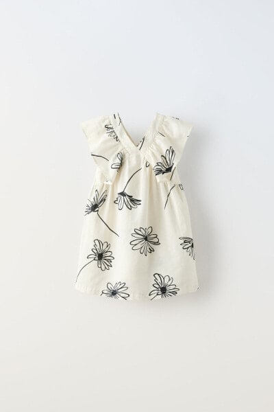 Платье из ткани с цветочным принтом ZARA