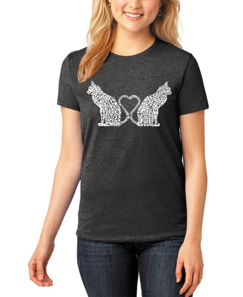 Women's Premium Blend Word Art Cat Tail Heart T-Shirt