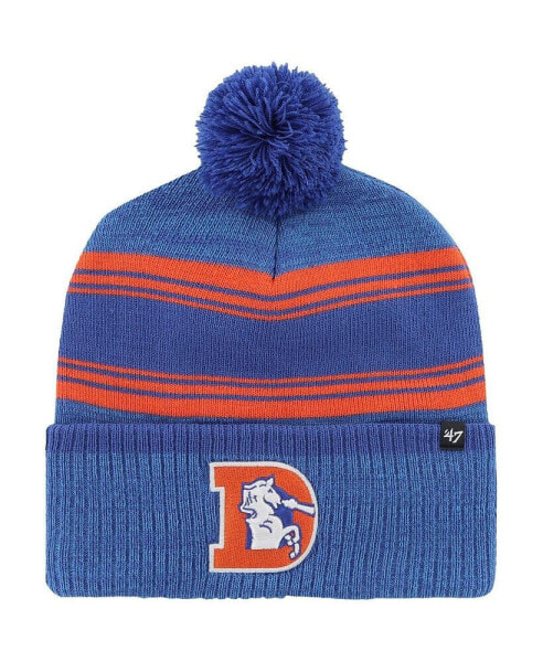 Men's Royal Denver Broncos Fadeout Cuffed Knit Hat with Pom