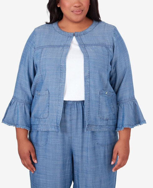 Куртка с 3/4 рукавами Alfred Dunner plus Size Bayou Chambray