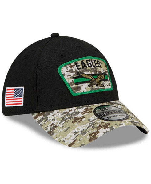 Men's Black-Camouflage Philadelphia Eagles 2021 Salute To Service Historic Logo 39THIRTY Flex Hat