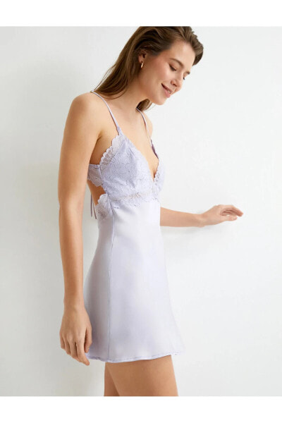 Пижама Koton Satin Nightdress V Neck