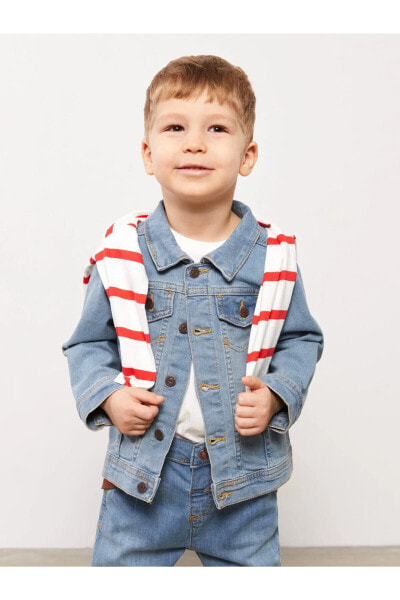 Джинсовая куртка LC WAIKIKI для мальчика с воротником и длинным рукавом